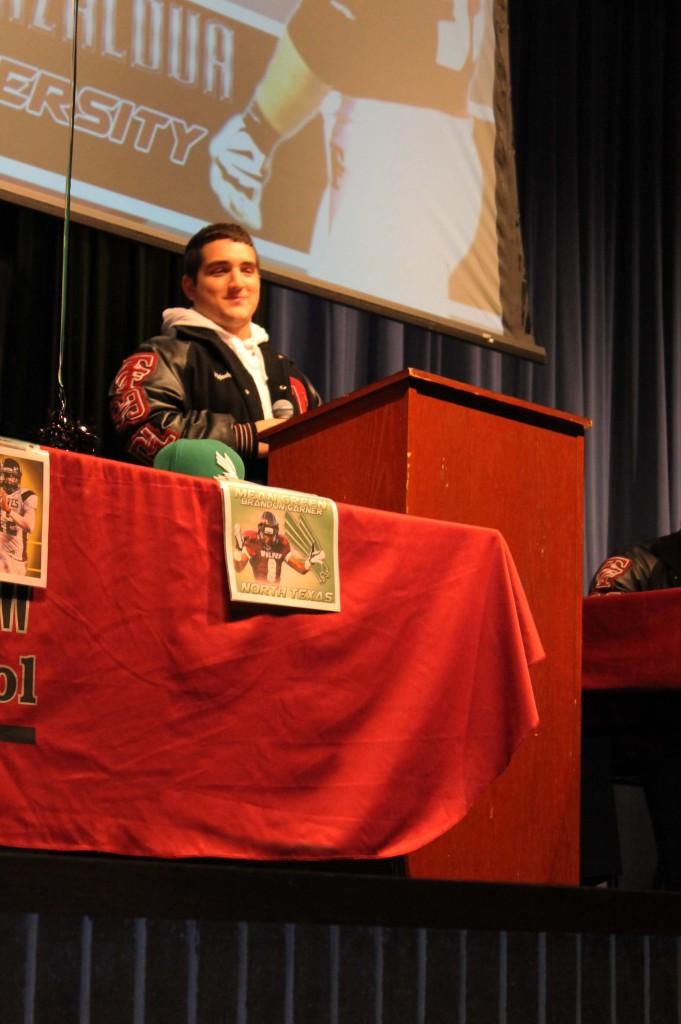 Senior, Alejandro Anzaldua, signs with Trinity College last Friday in the PAC. 