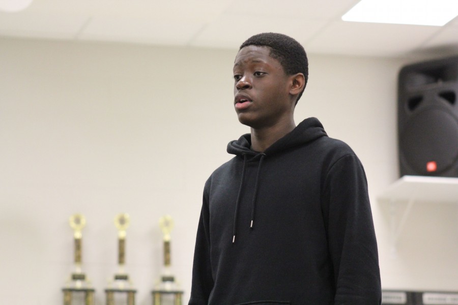 During fourth period, Benjamin Kachungu continues to practice in class after making all state choir. He said Making all state has motivated me to pursue an even higher achievement next year.